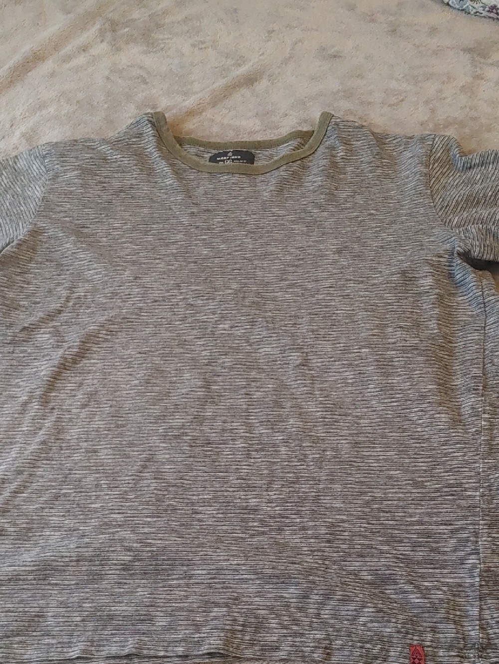 ✅$5 Add On Marfinno Striped Gray Short Sleeve Tee Sz LG